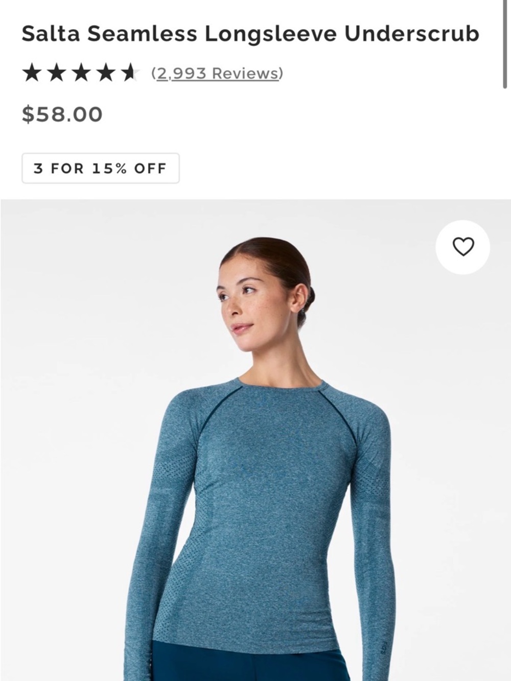 Figs Salta Seamless Longsleeve Underscrub - Caribbean blue small